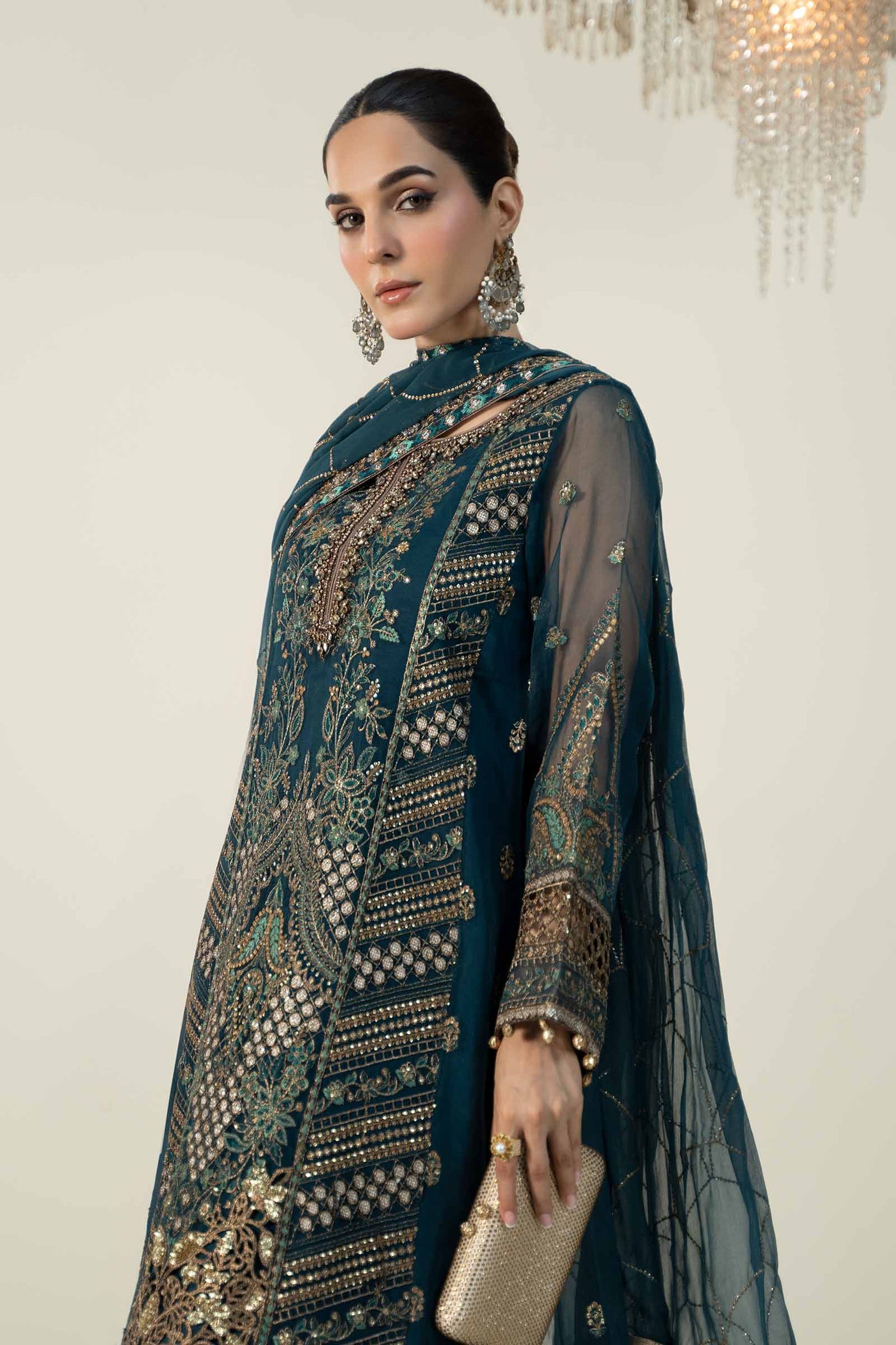 3 Piece Embroidered Organza Suit