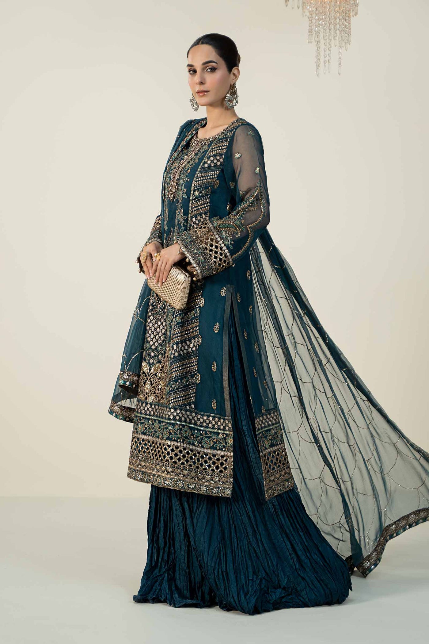 3 Piece Embroidered Organza Suit