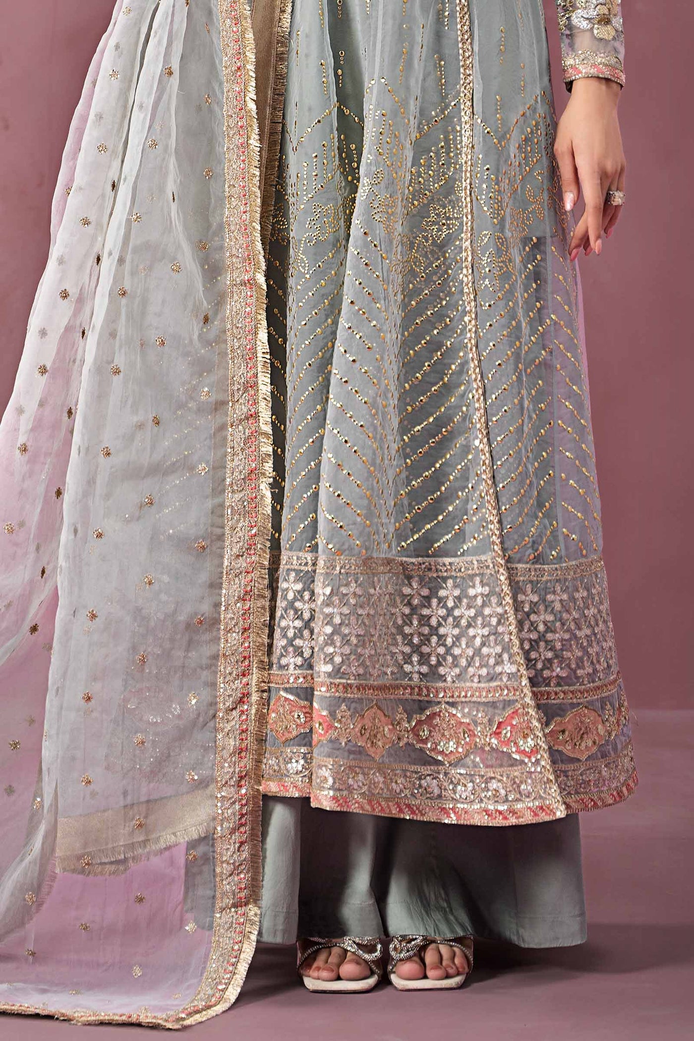 3 Piece Embroidered Organza Suit