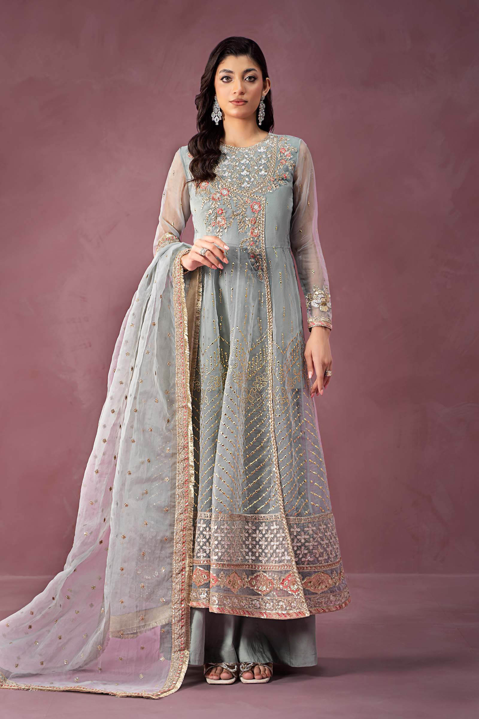 3 Piece Embroidered Organza Suit