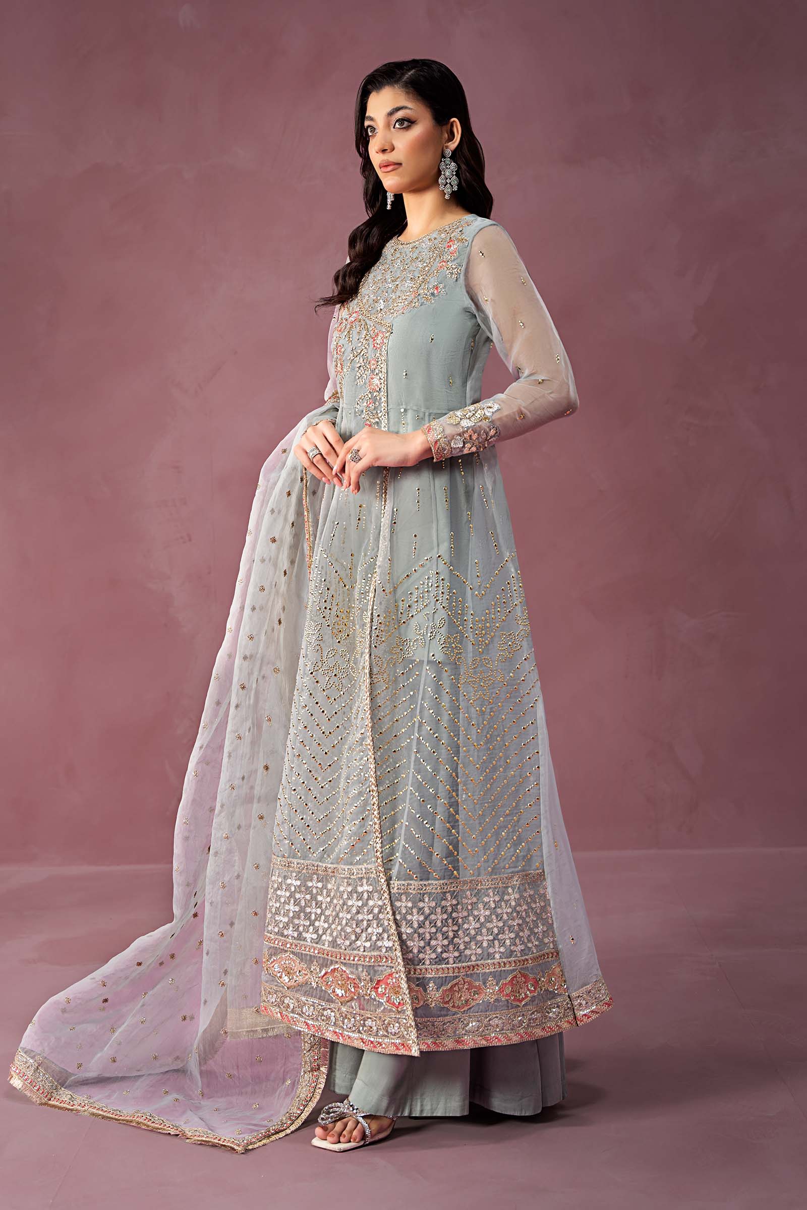 3 Piece Embroidered Organza Suit