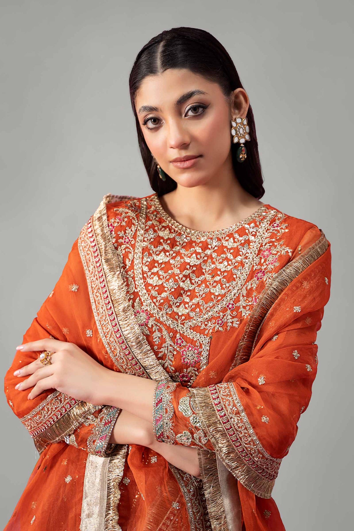 3 Piece Embroidered Organza Suit