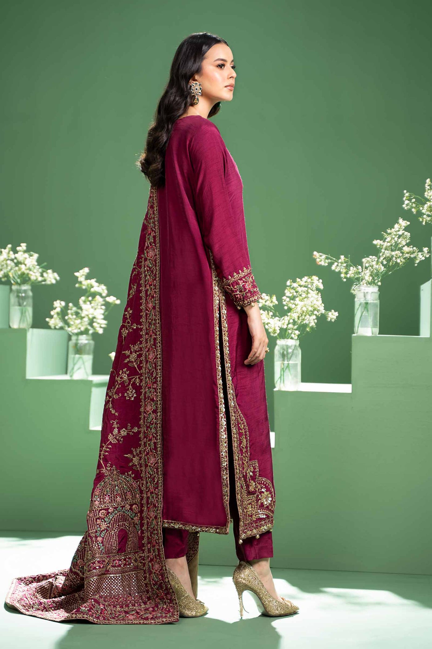Embroidered lamee Trousers