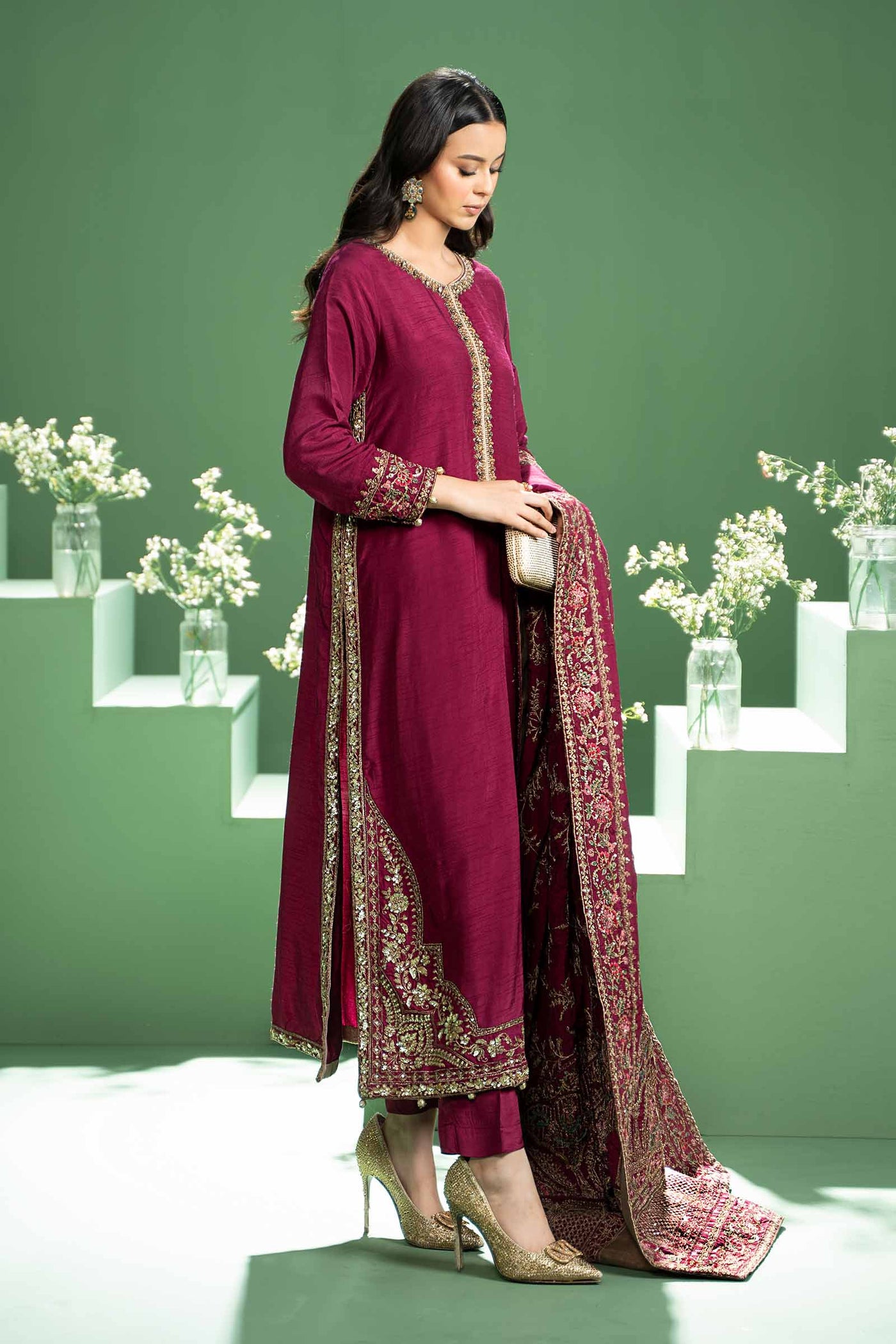 Embroidered lamee Trousers