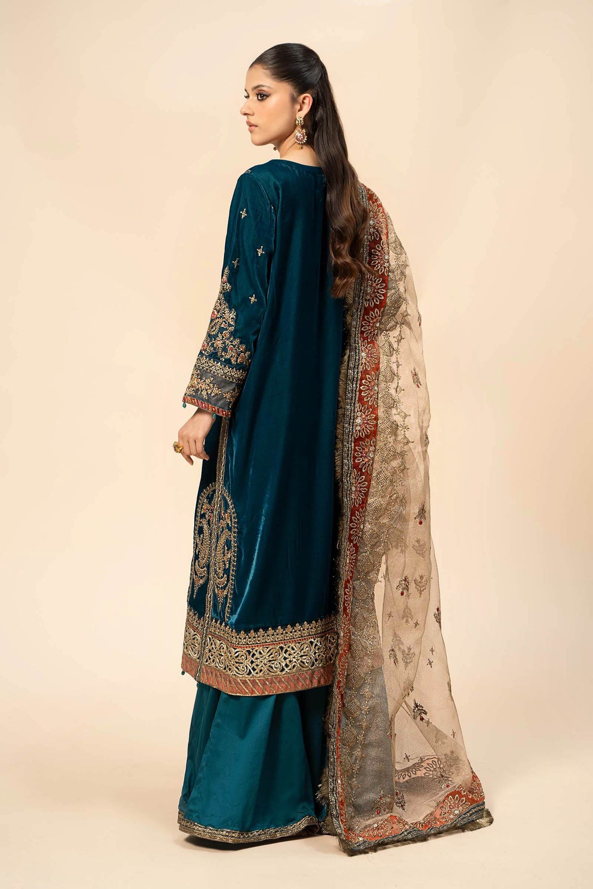 3 Piece Embroidered Velvet Suit