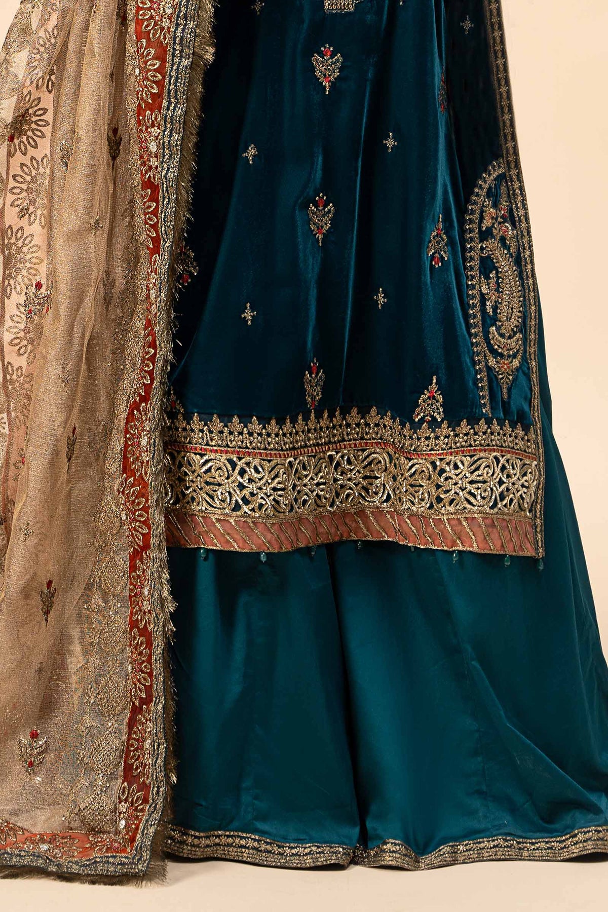 3 Piece Embroidered Velvet Suit