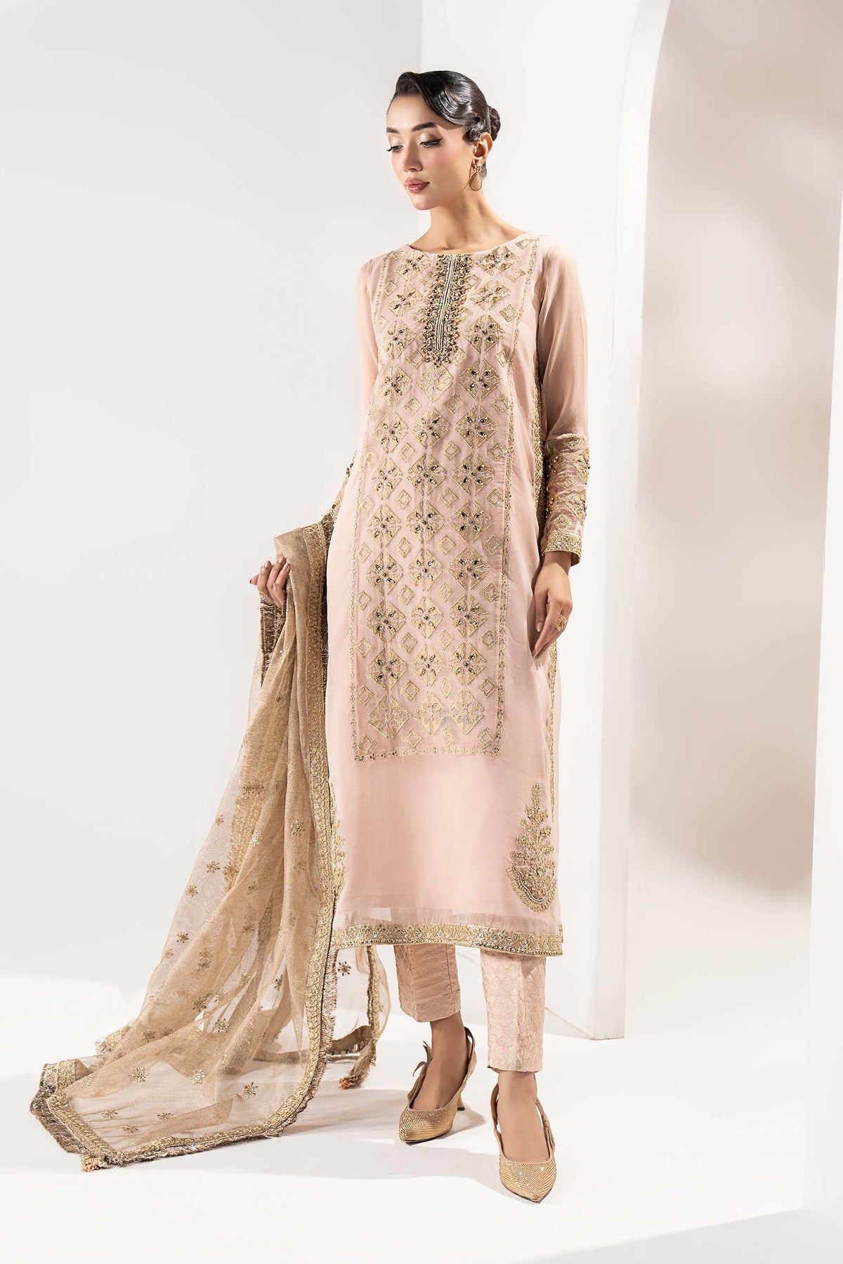 3 Piece Embroidered Organza Suit