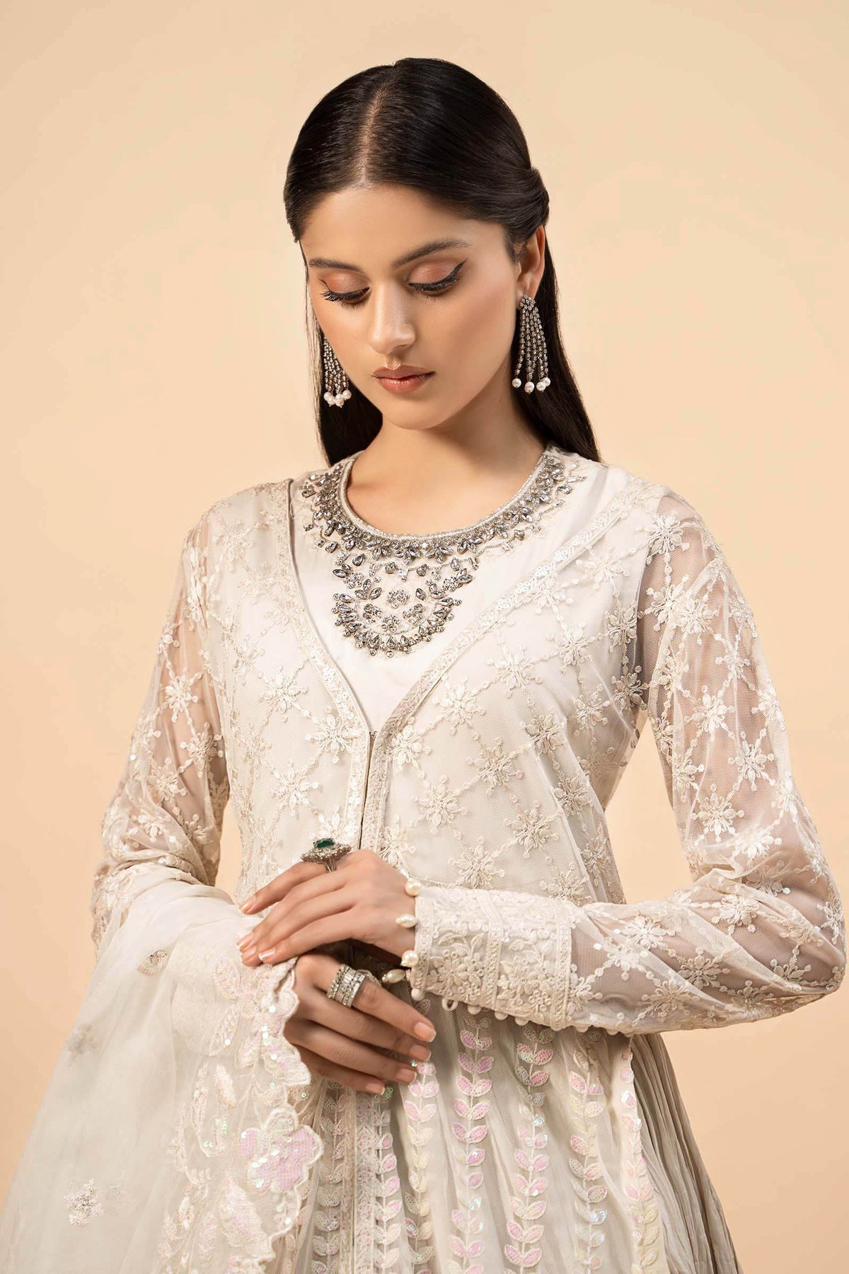 3 Piece Embroidered Net Suit
