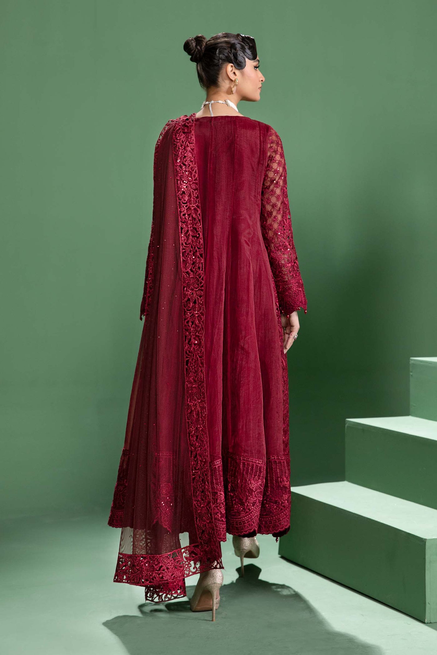 3 Piece Embroidered Organza Suit