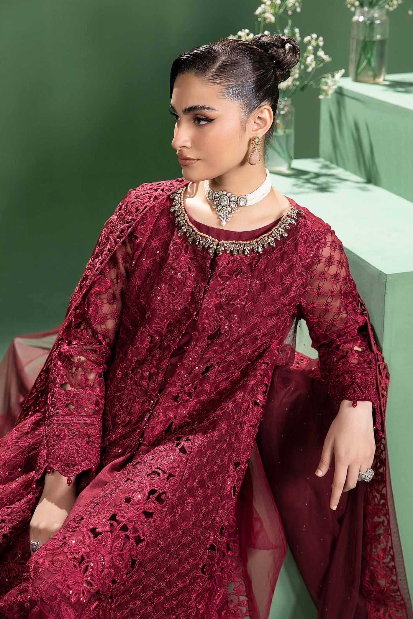 3 Piece Embroidered Organza Suit