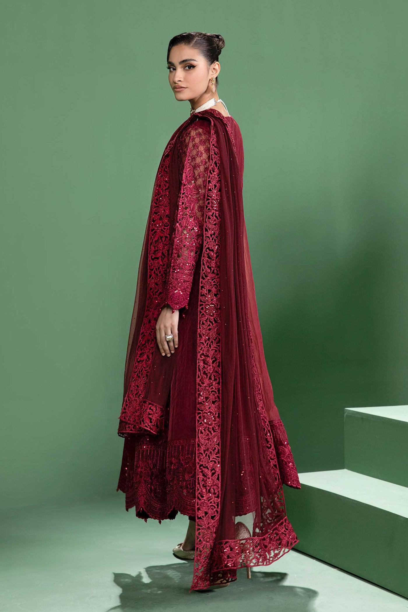 3 Piece Embroidered Organza Suit