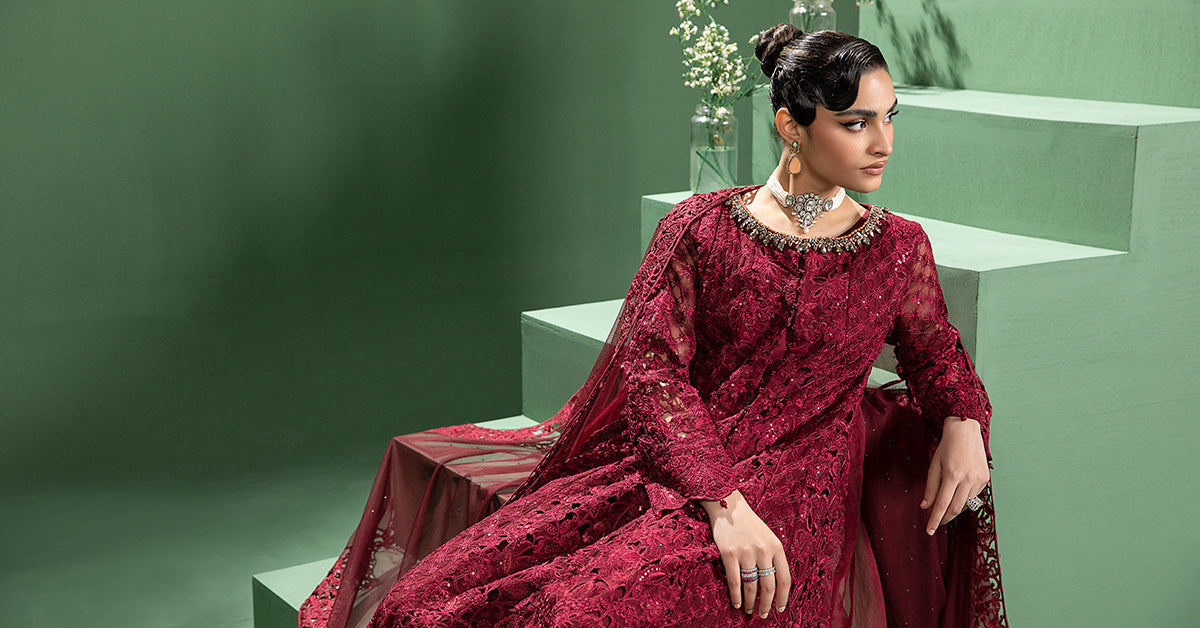 3 Piece Embroidered Organza Suit