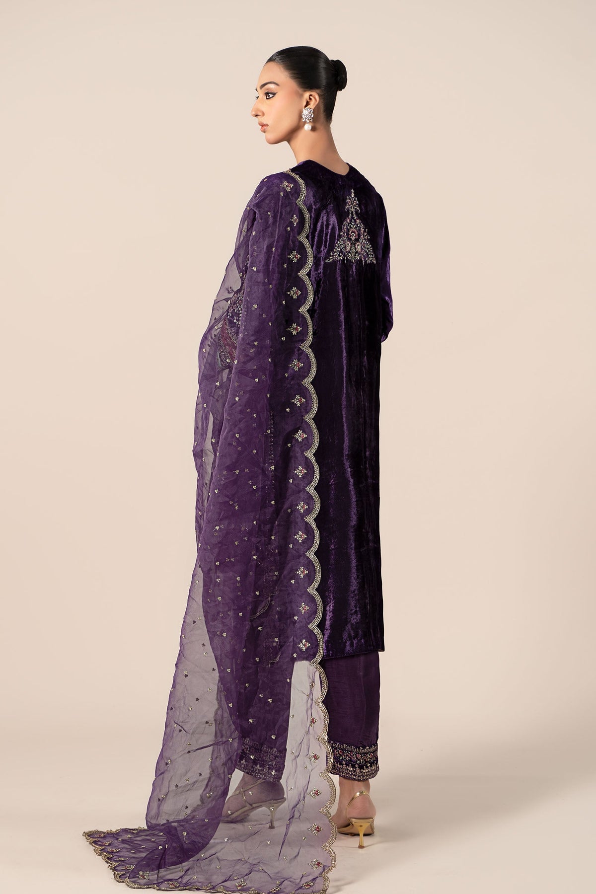 3 Piece Embroidered Velvet Suit