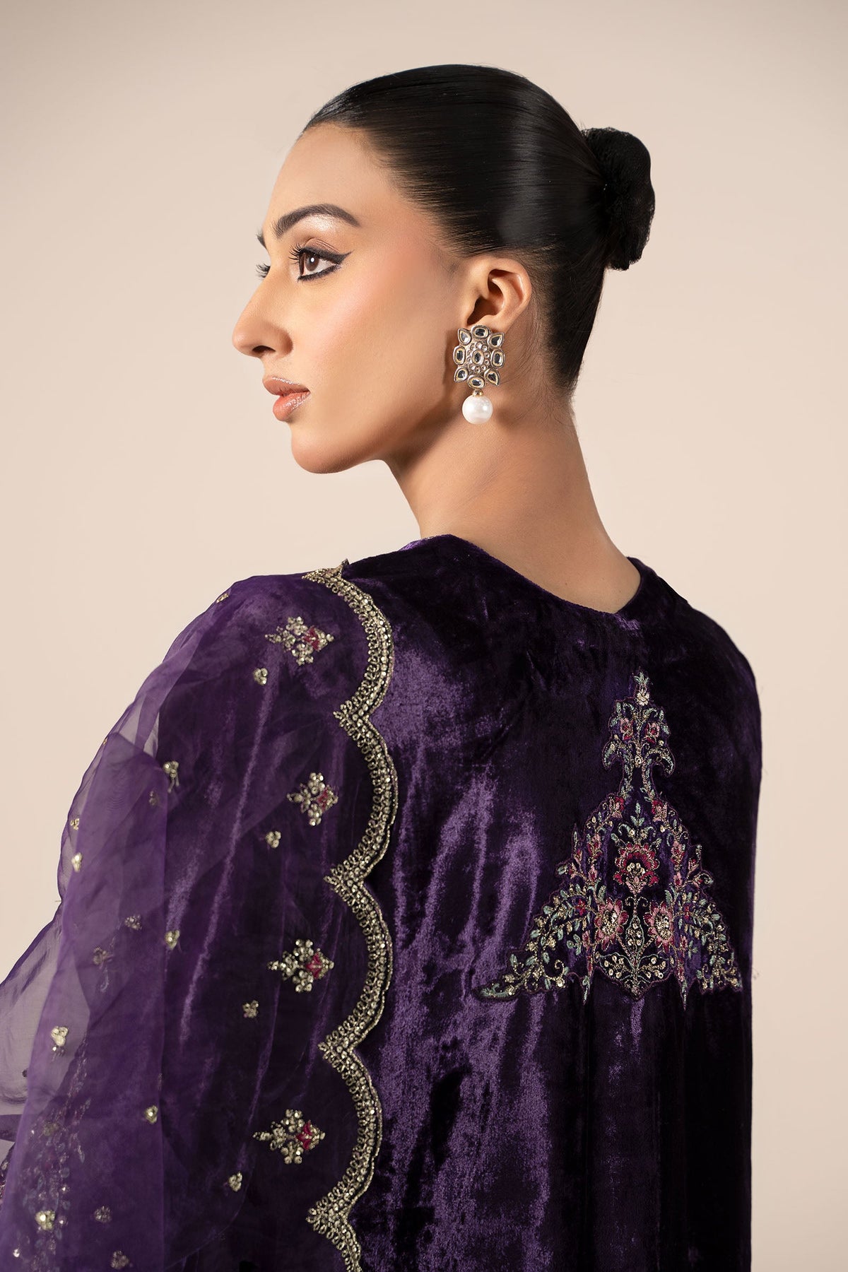 3 Piece Embroidered Velvet Suit