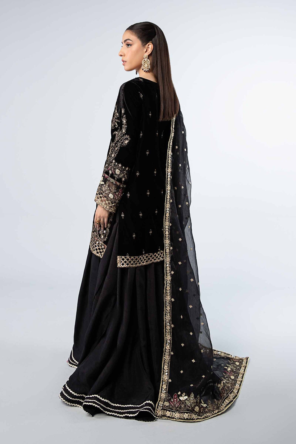 3 Piece Embroidered Velvet Suit