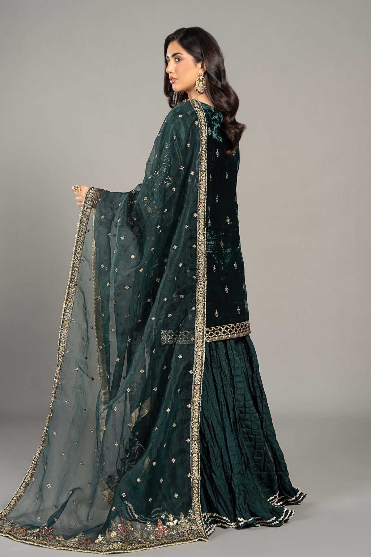 3 Piece Embroidered Velvet Suit