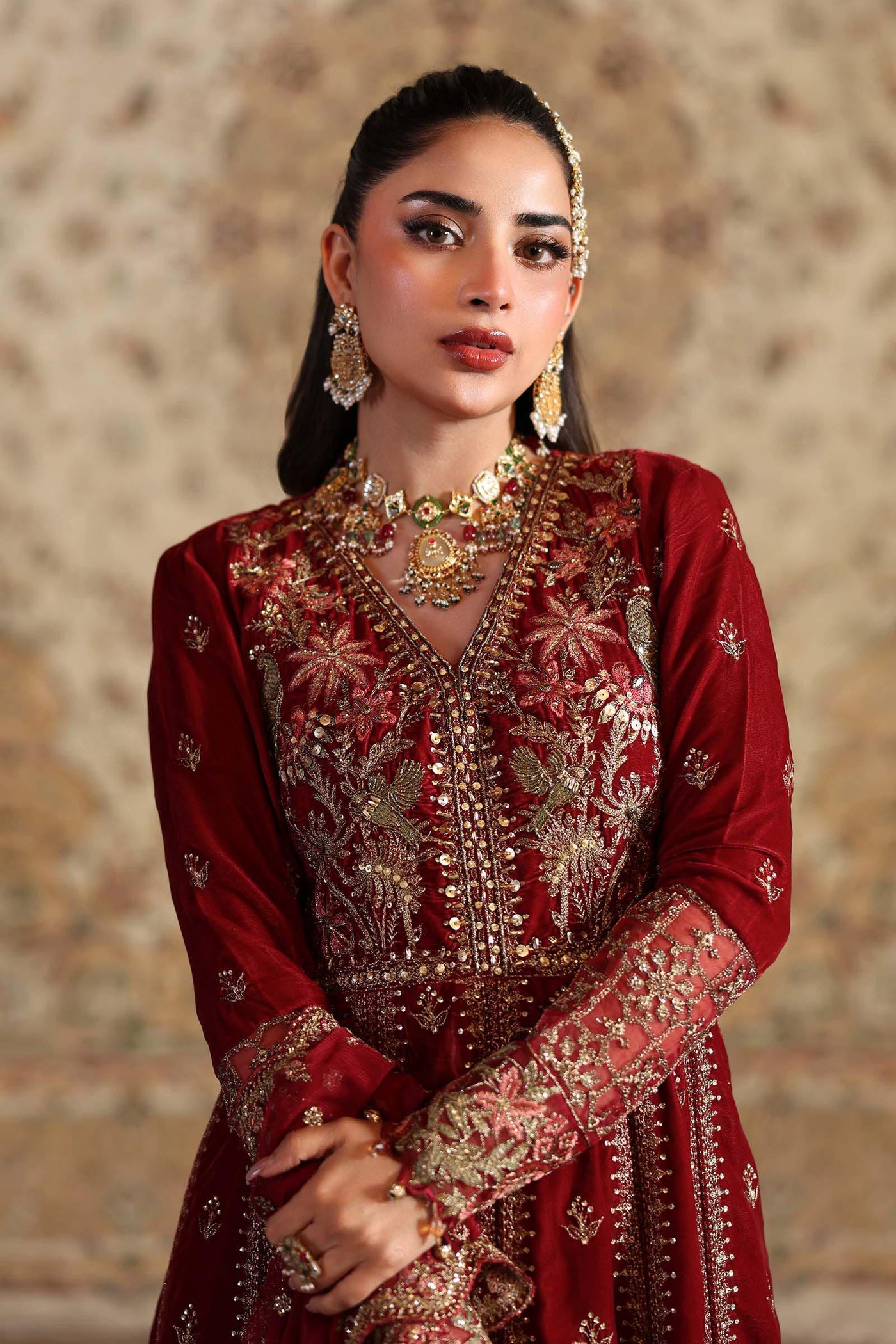 3 Piece Embroidered Velvet Suit