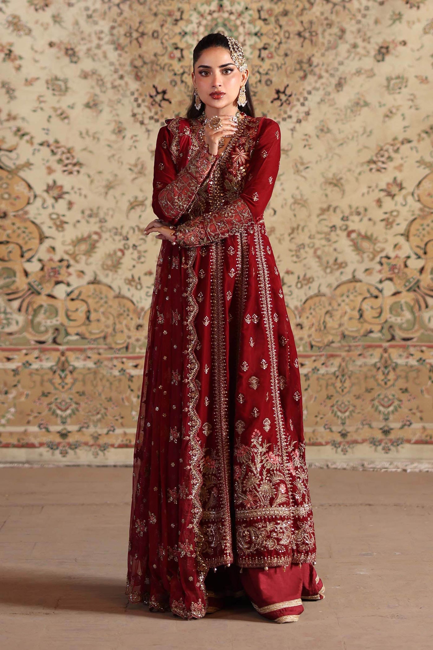 3 Piece Embroidered Velvet Suit
