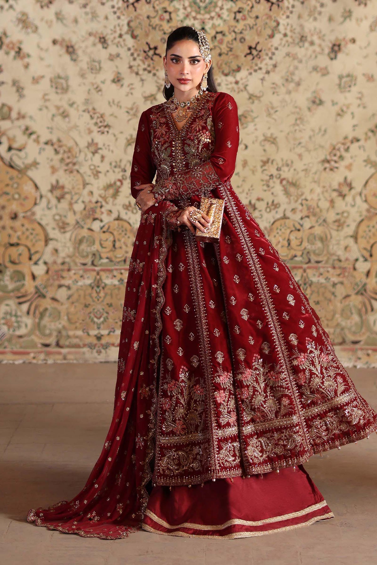 3 Piece Embroidered Velvet Suit
