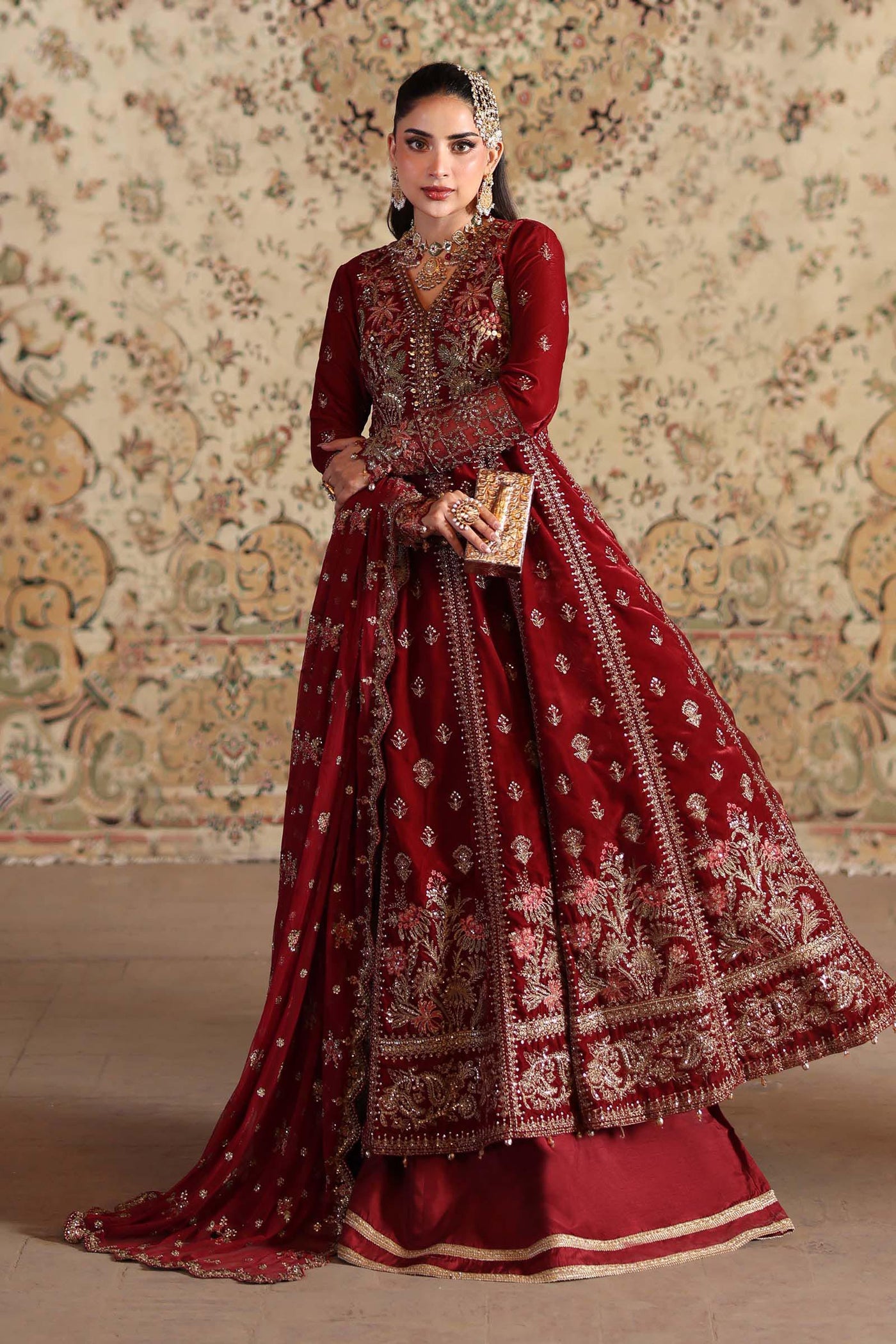 3 Piece Embroidered Velvet Suit