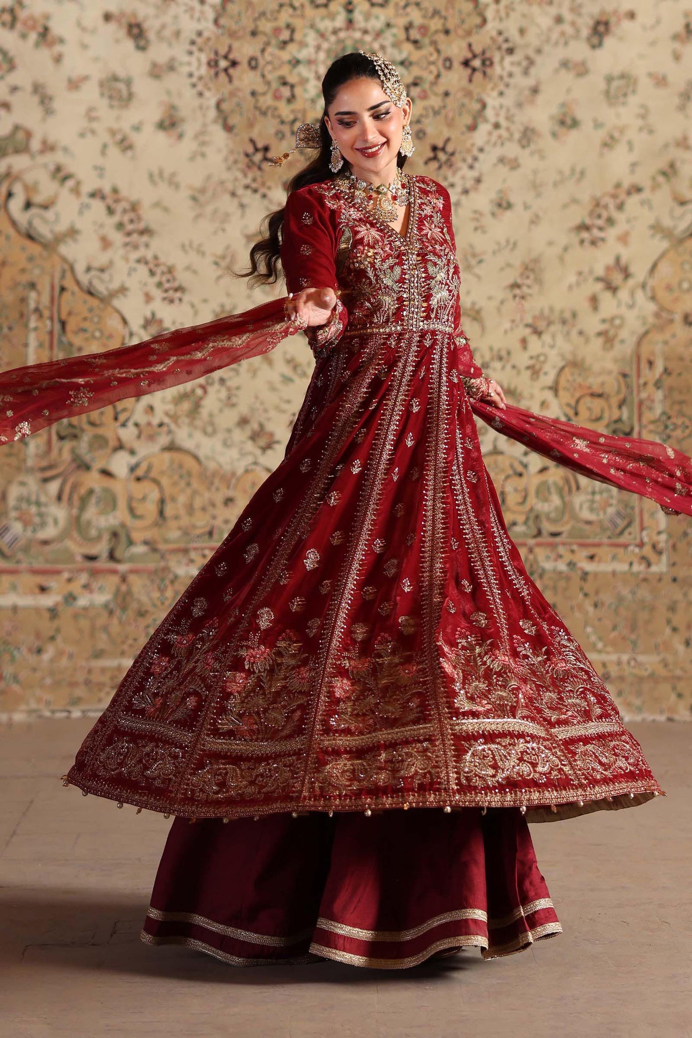 3 Piece Embroidered Velvet Suit
