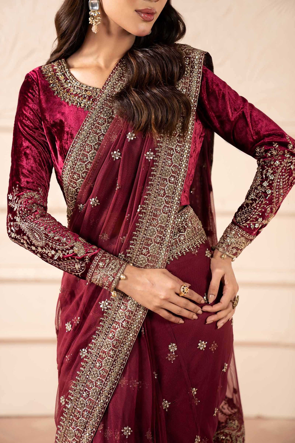 Embroidered Net Saree