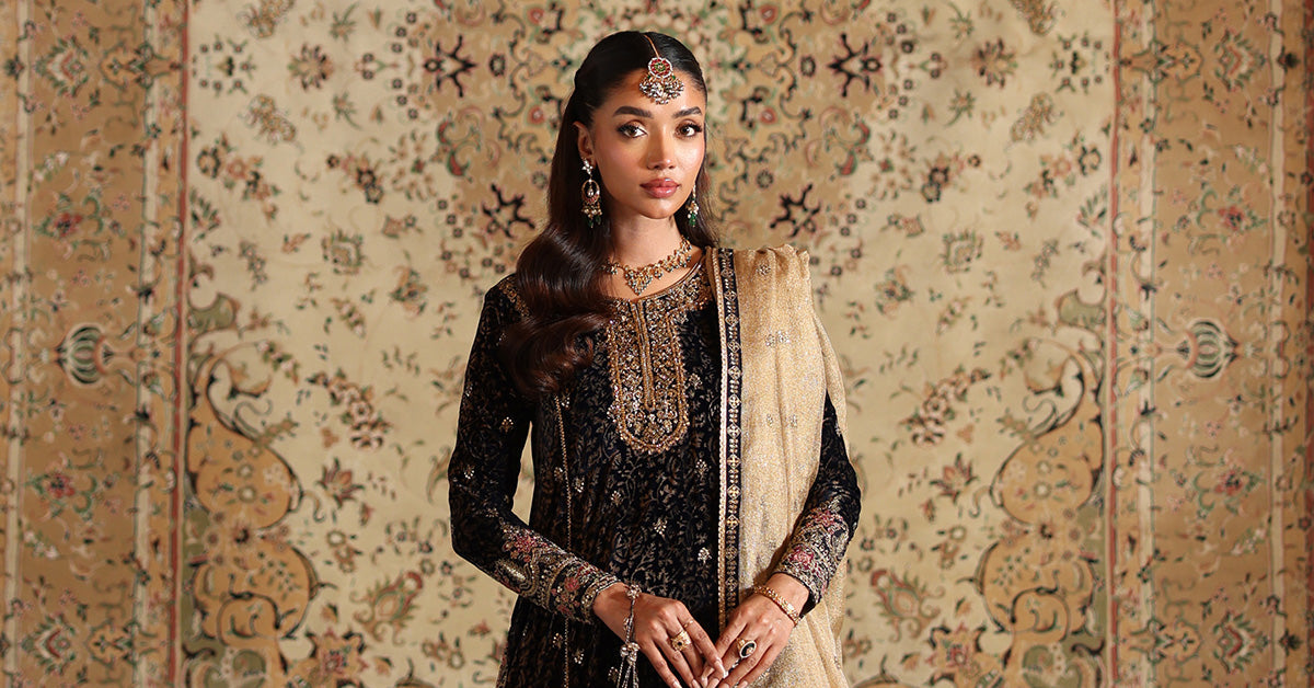 3 Piece Embroidered Velvet Suit