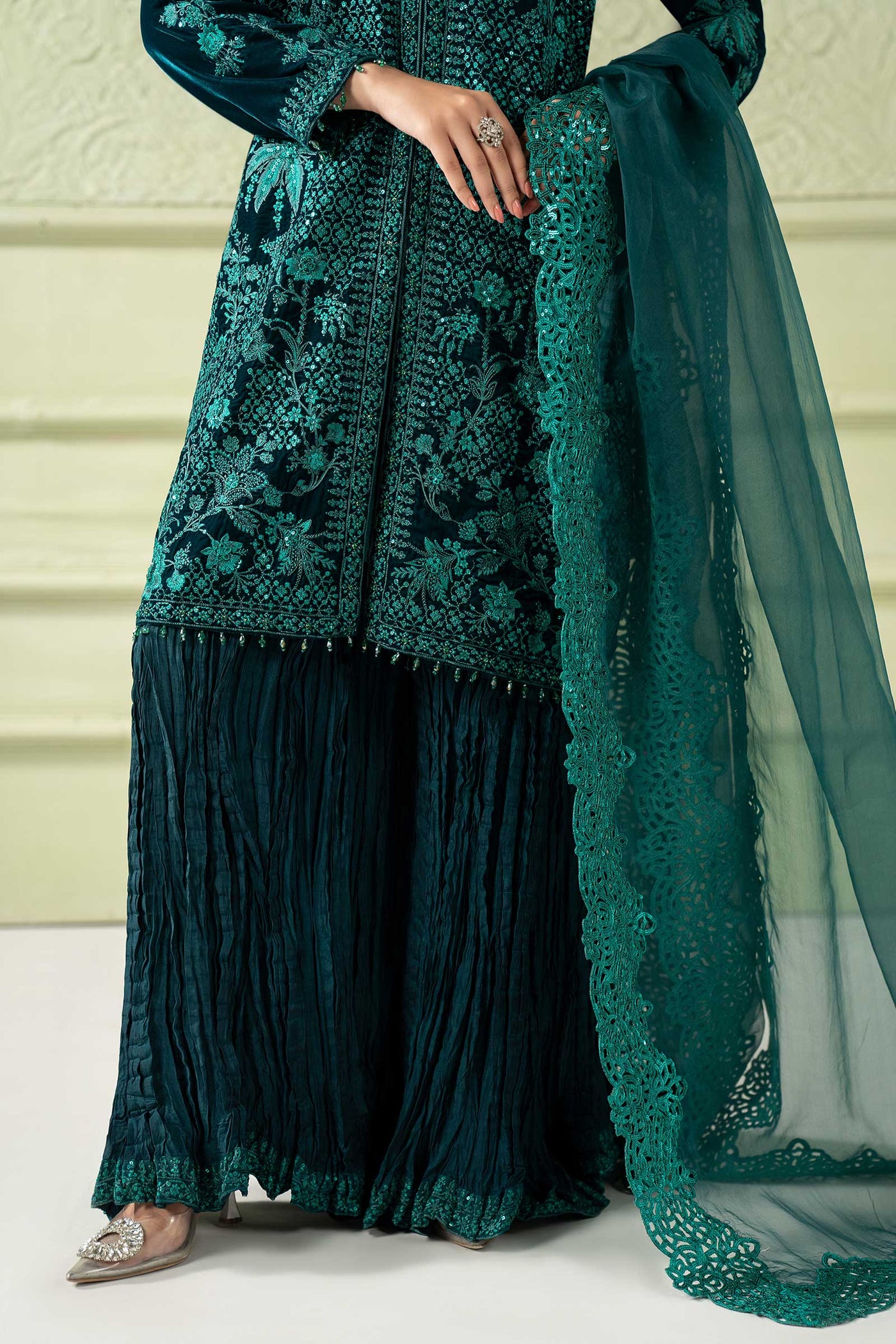 3 Piece Embroidered Velvet Suit