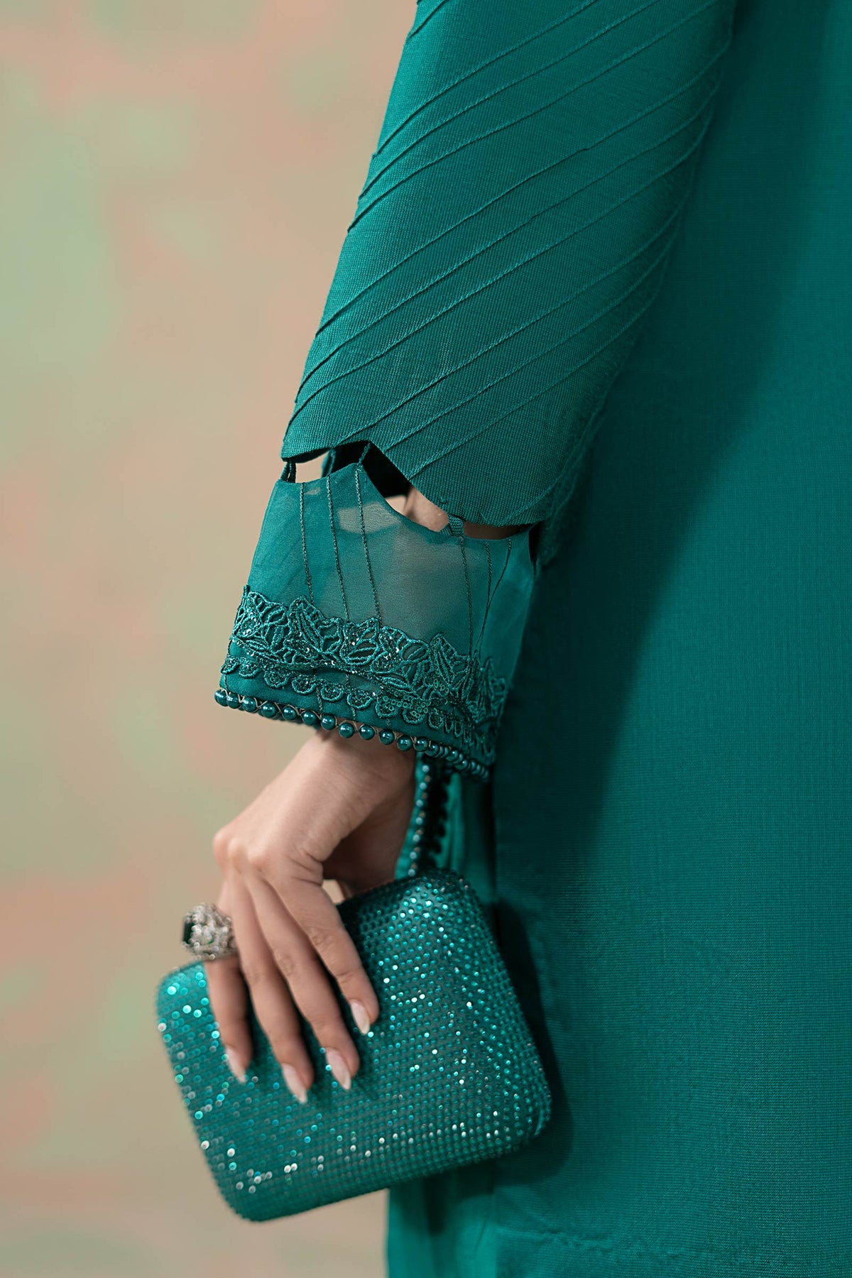 3 Piece Embroidered Silk Net Suit
