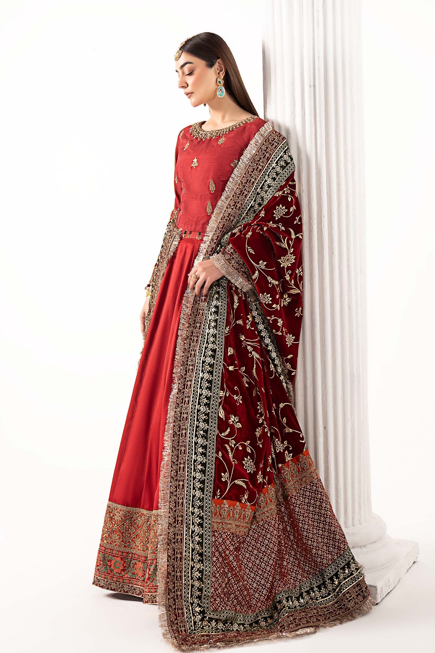 3 Piece Embroidered Raw Silk Suit