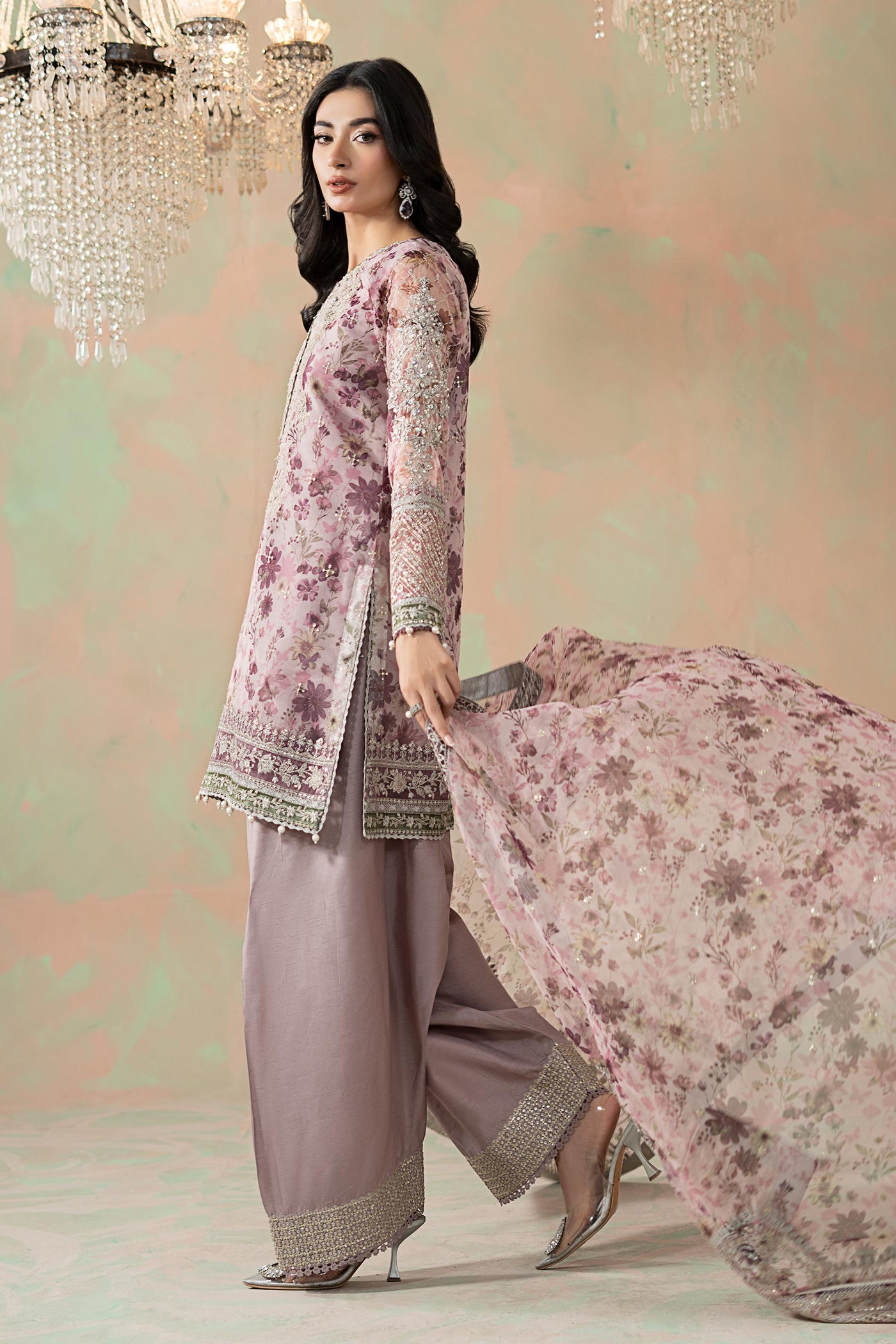 3 Piece Embroidered Organza Suit