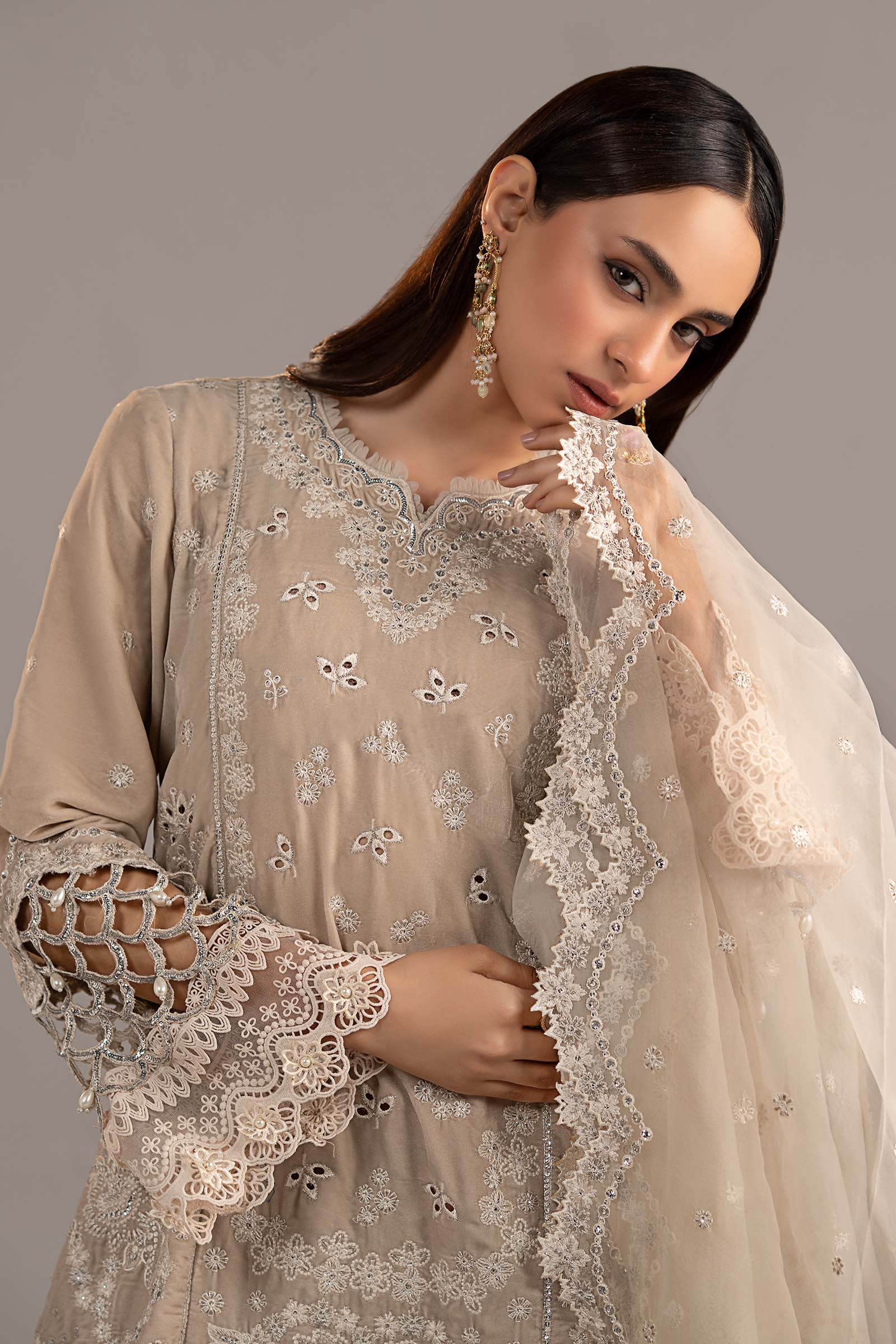 3 Piece Embroidered Velvet Suit