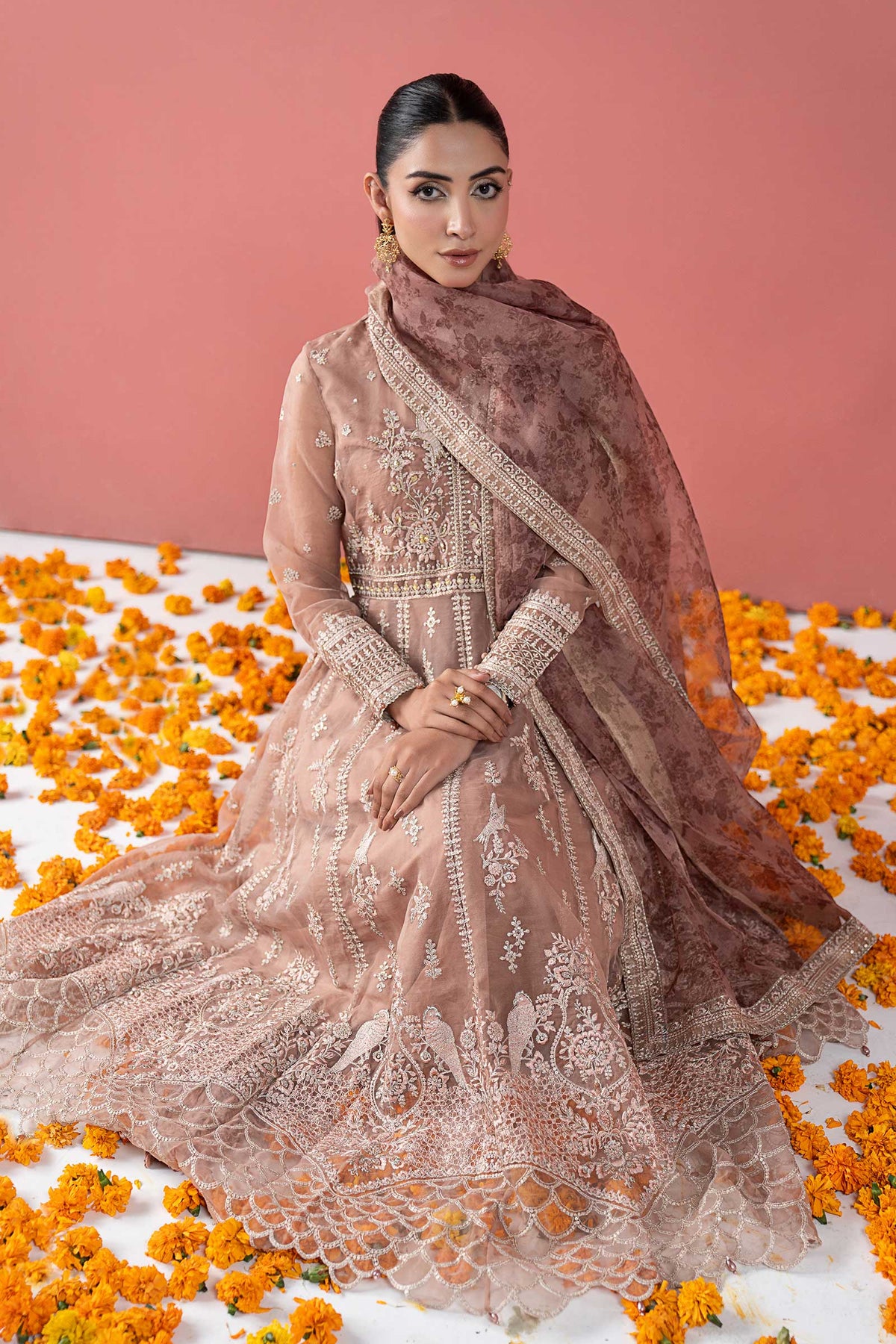 3 Piece Embroidered Organza Suit