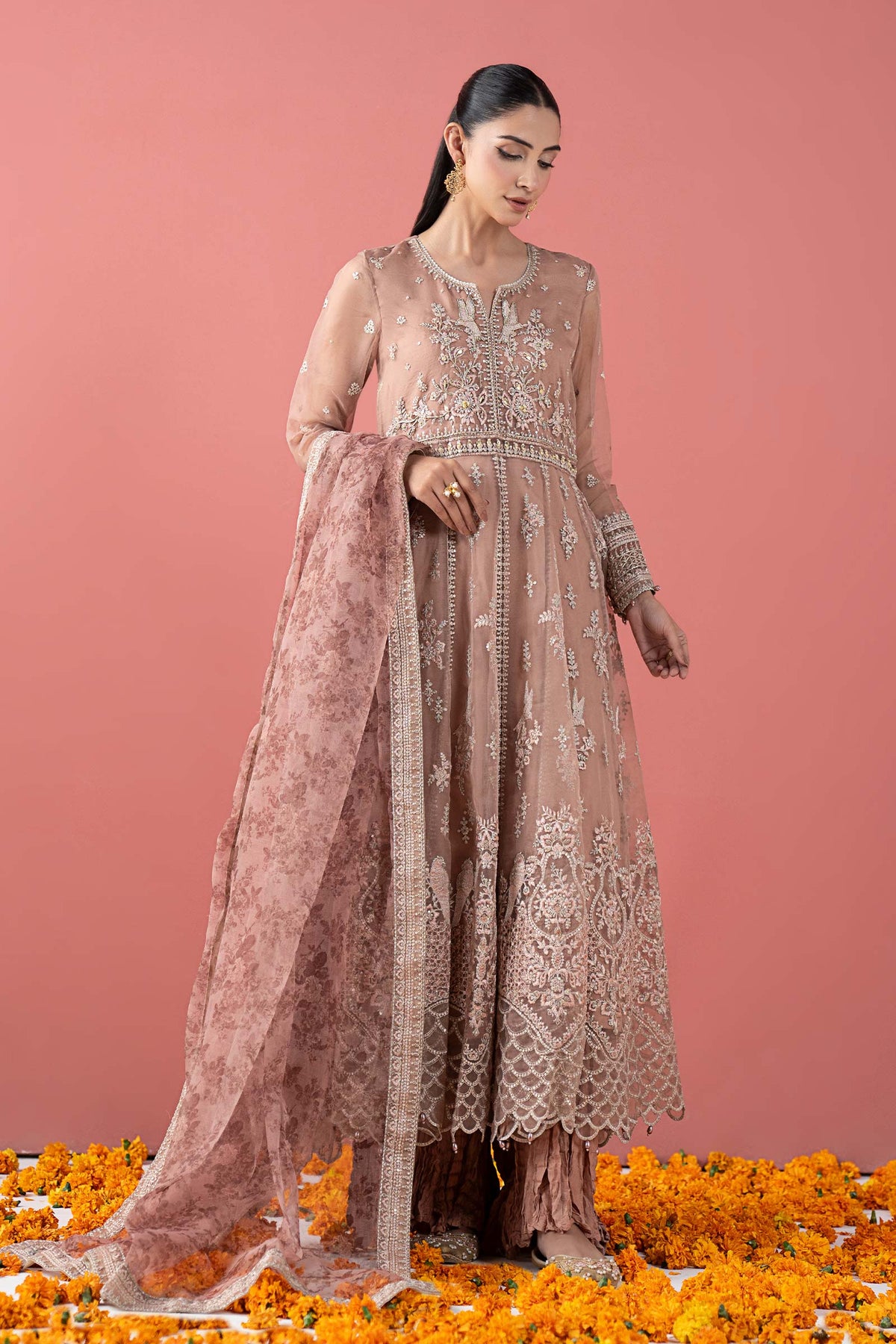 3 Piece Embroidered Organza Suit