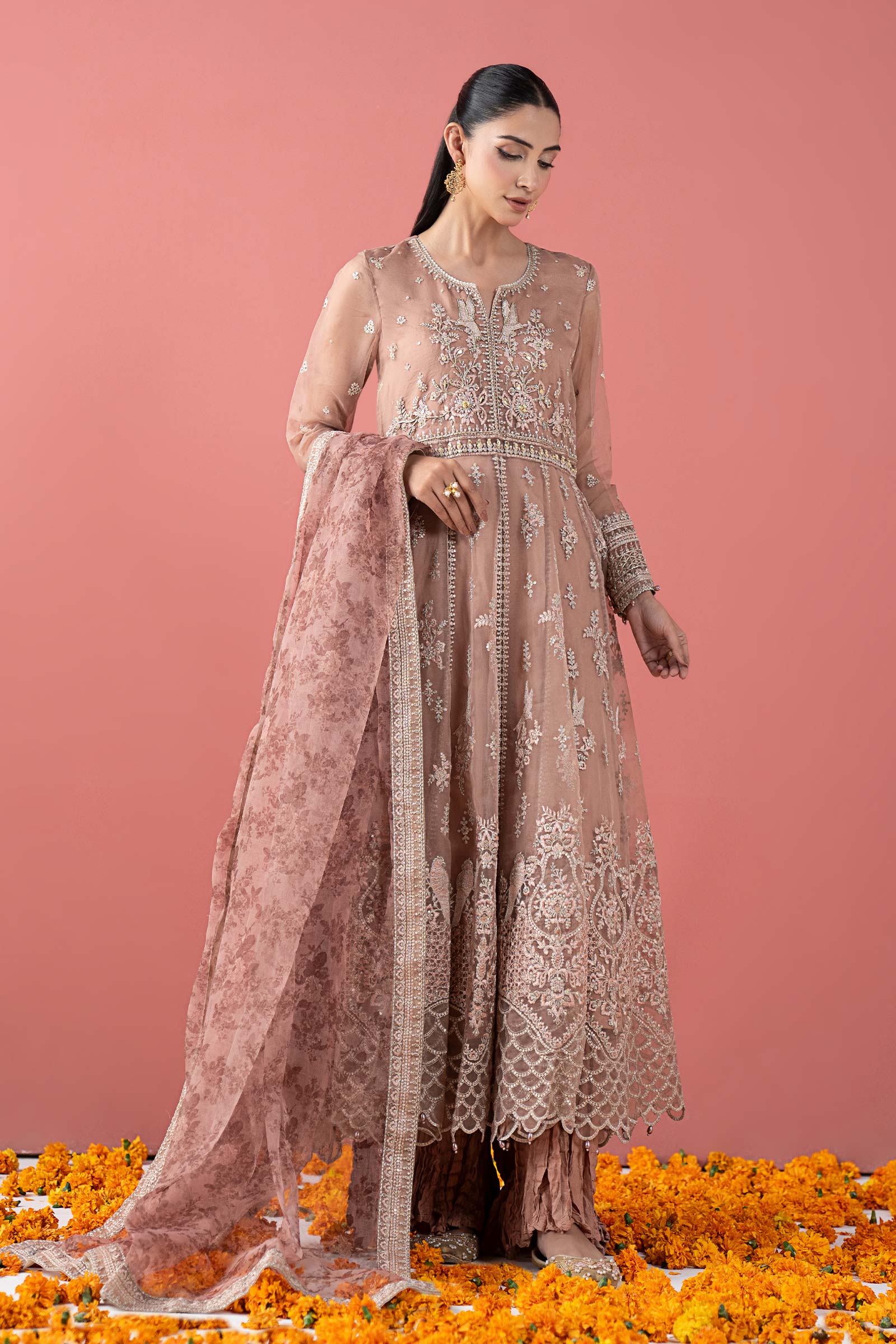 3 Piece Embroidered Organza Suit