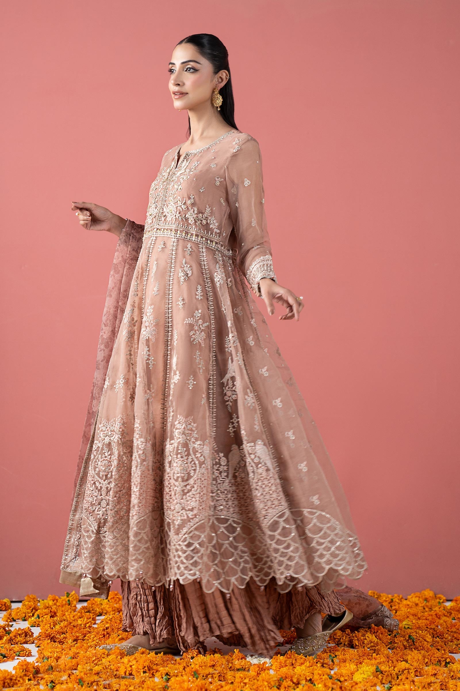 3 Piece Embroidered Organza Suit