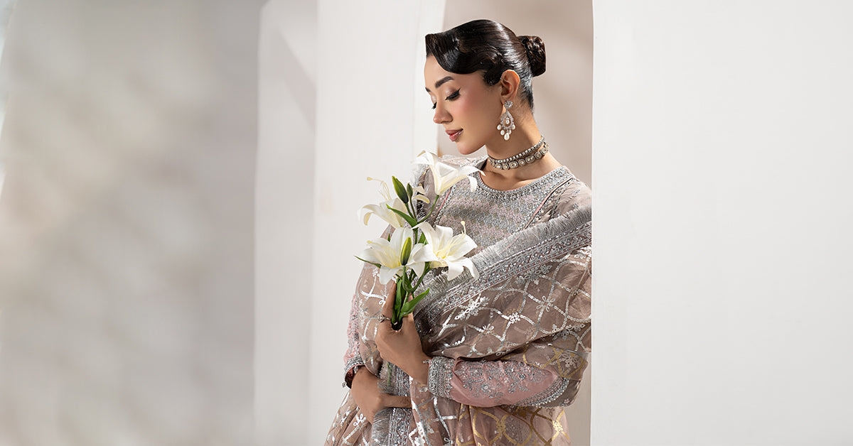 3 Piece Embroidered Raw Silk Suit