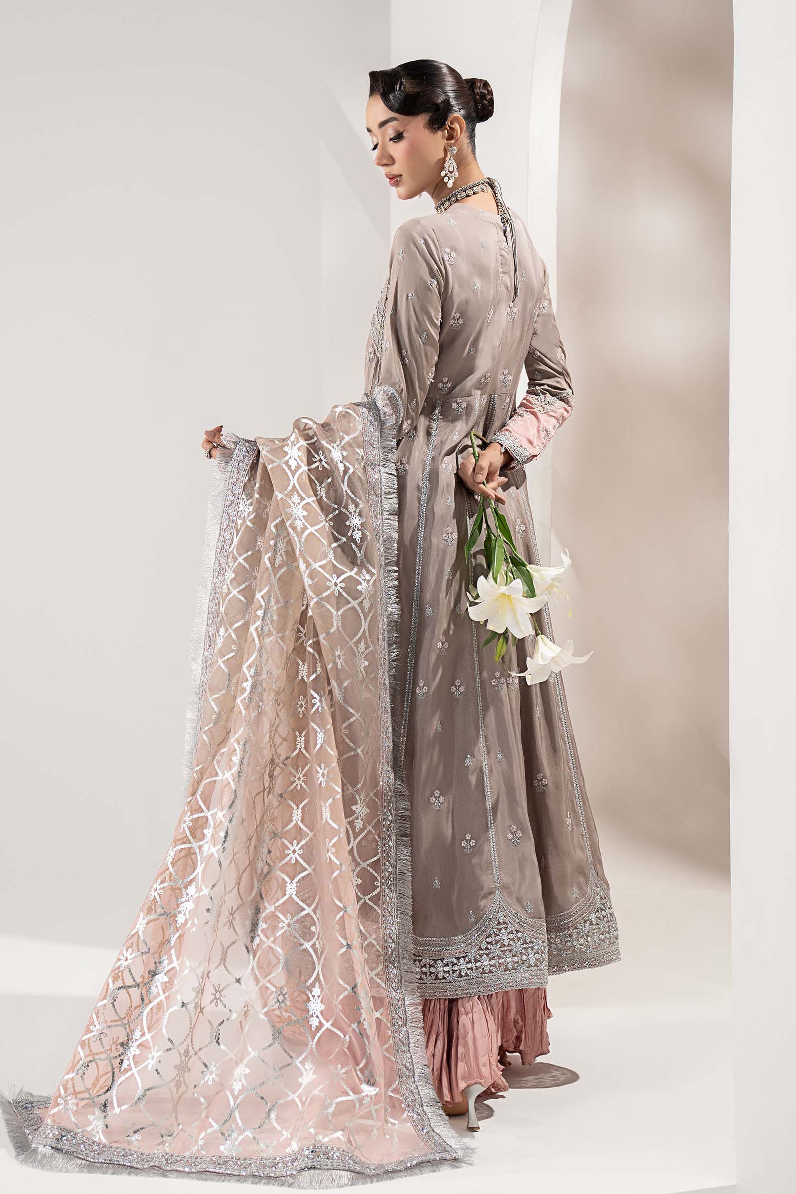 3 Piece Embroidered Raw Silk Suit