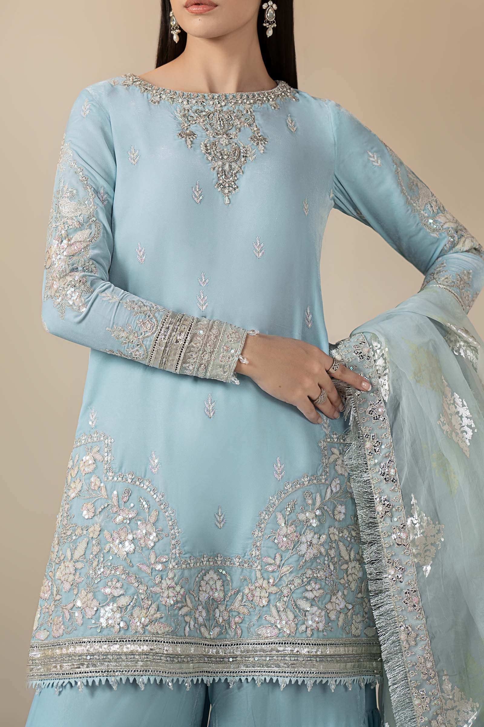 3 Piece Embroidered Velvet Suit