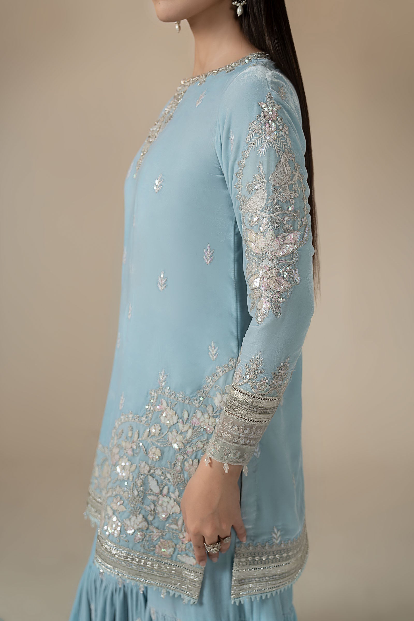 3 Piece Embroidered Velvet Suit