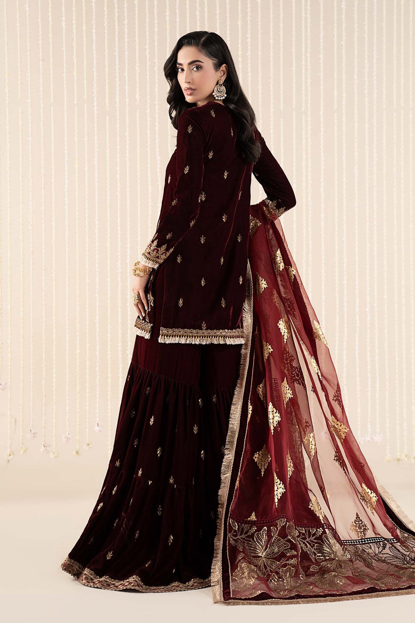 3 Piece Embroidered Velvet Suit