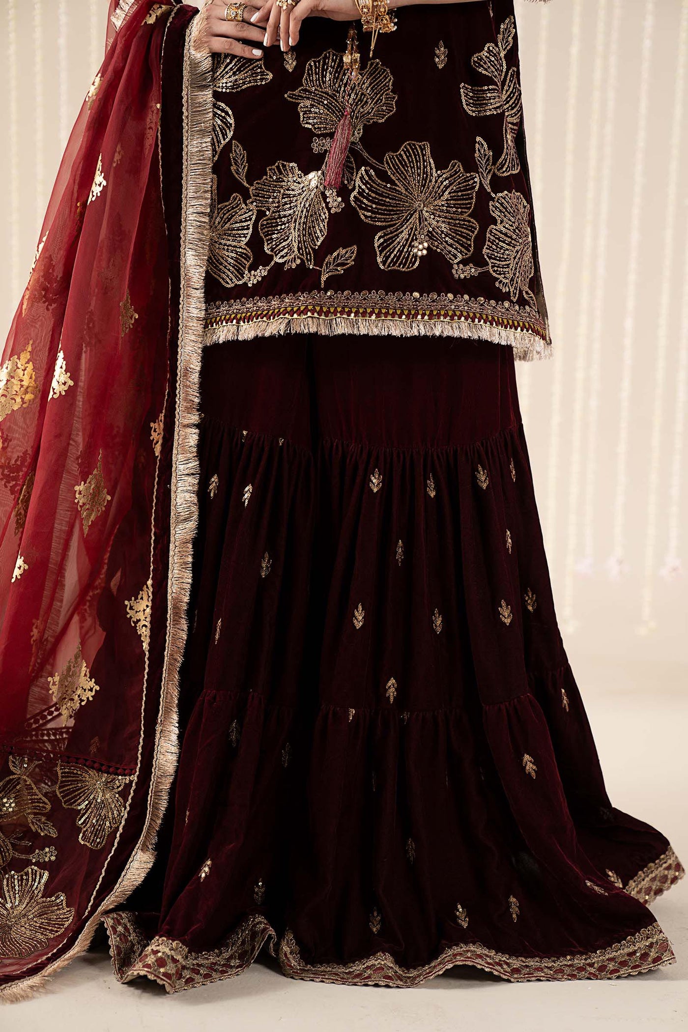 3 Piece Embroidered Velvet Suit