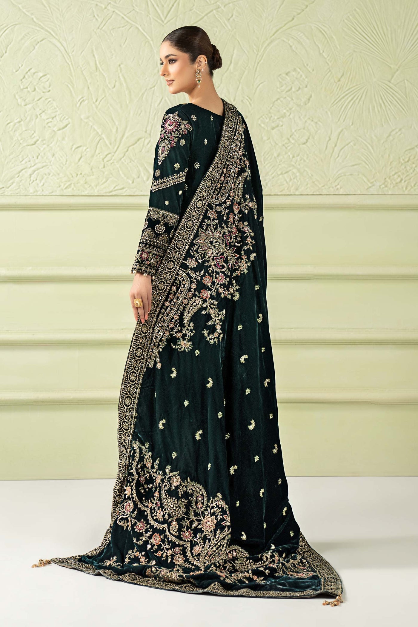 3 Piece Embroidered Velvet Suit