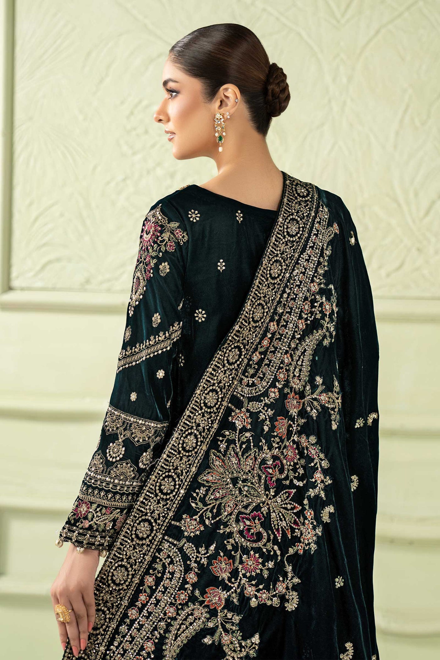 3 Piece Embroidered Velvet Suit