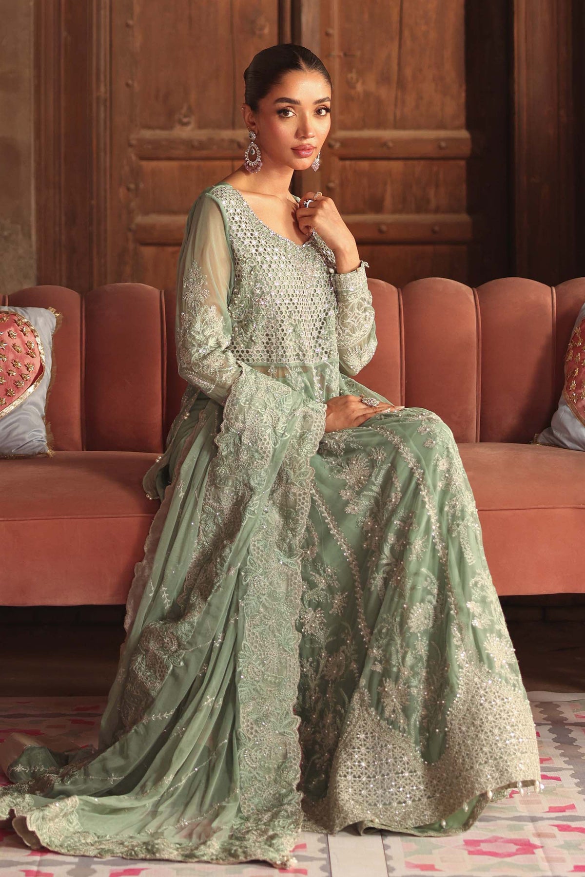3 Piece Embroidered Net Suit
