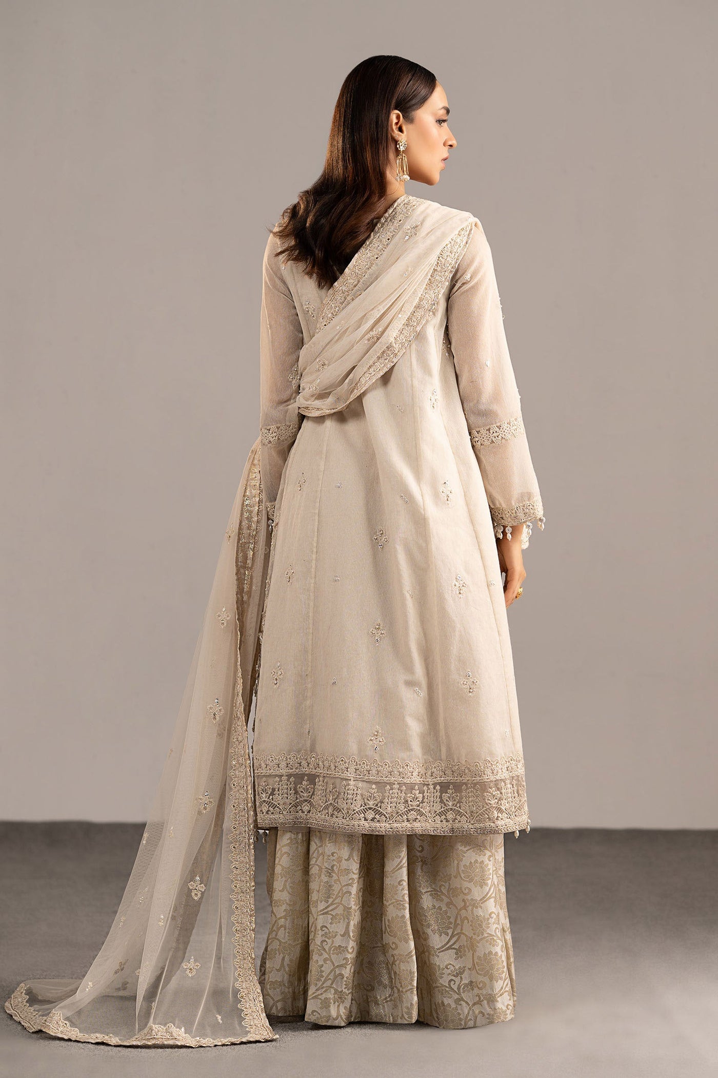 3 Piece Embroidered Cotton Net Suit