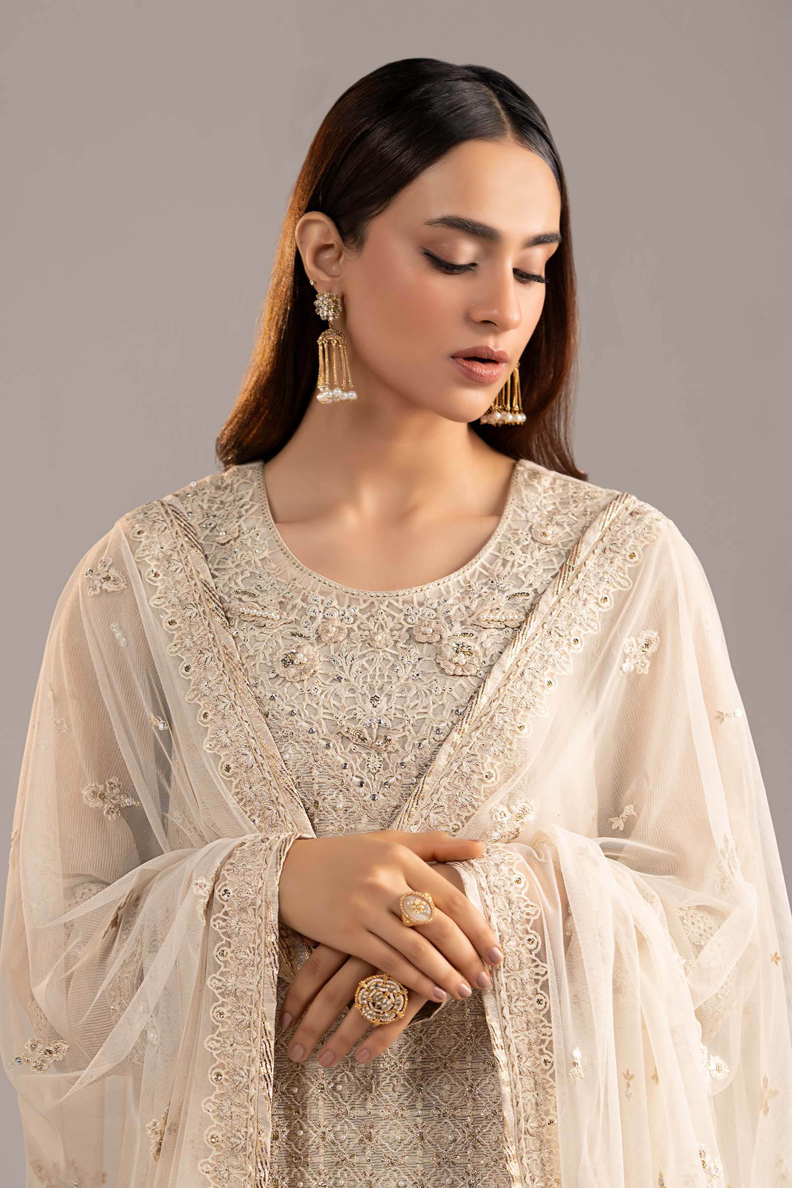 3 Piece Embroidered Cotton Net Suit