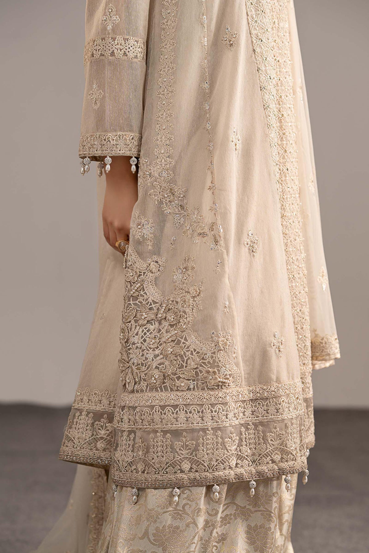 3 Piece Embroidered Cotton Net Suit