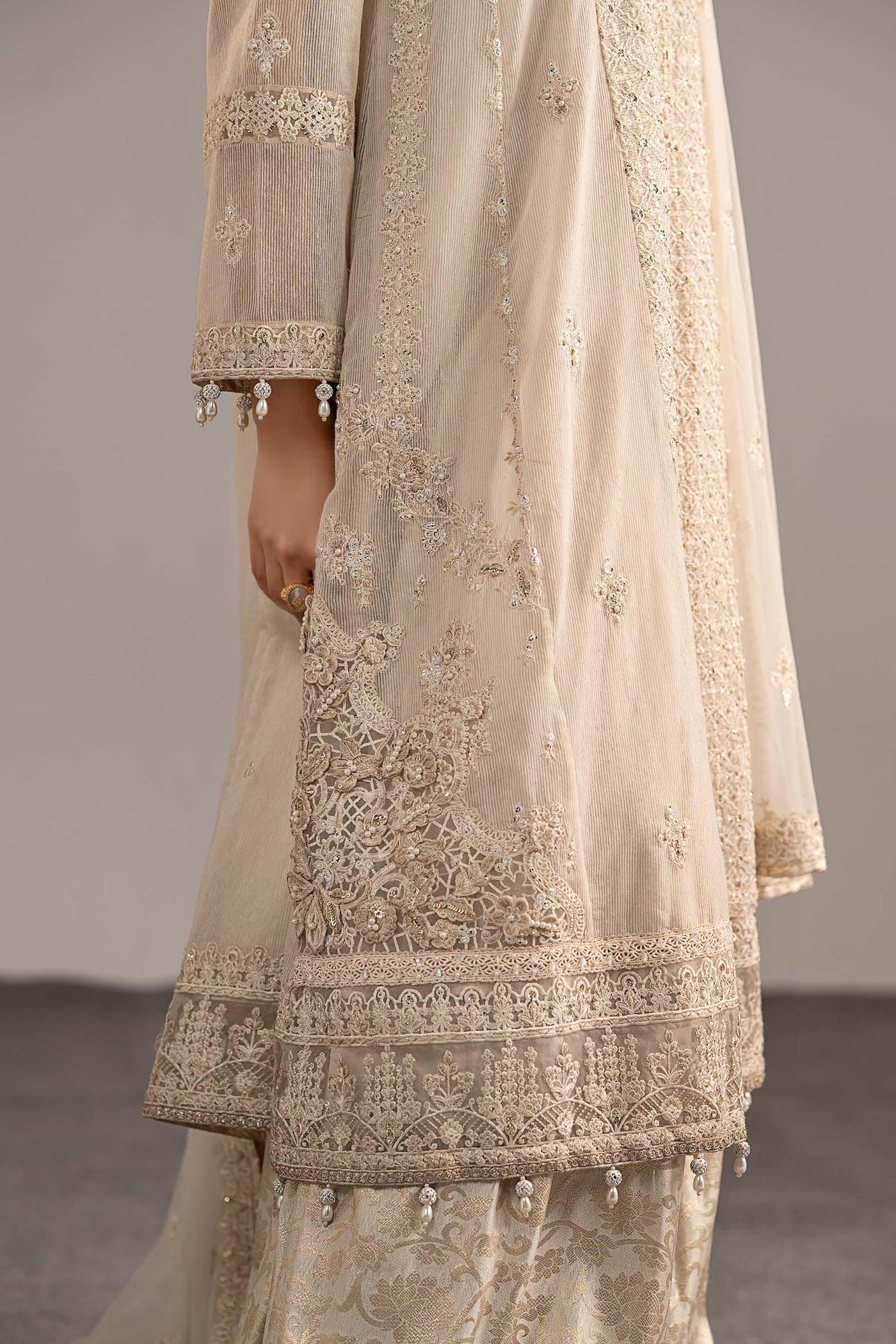3 Piece Embroidered Cotton Net Suit