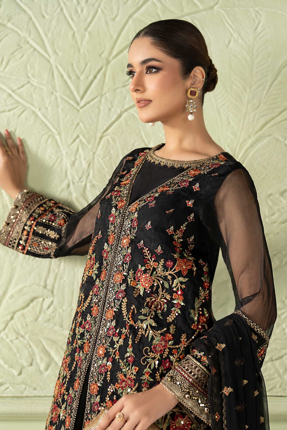 3 Piece Embroidered Organza Suit
